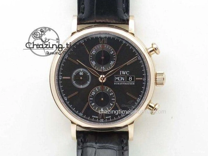 MIROTIME 0327 Snug Portofino IW391022 SS ZK 1:1 Best Edition White Dial Gold Markers On Black Leather Strap A 7130